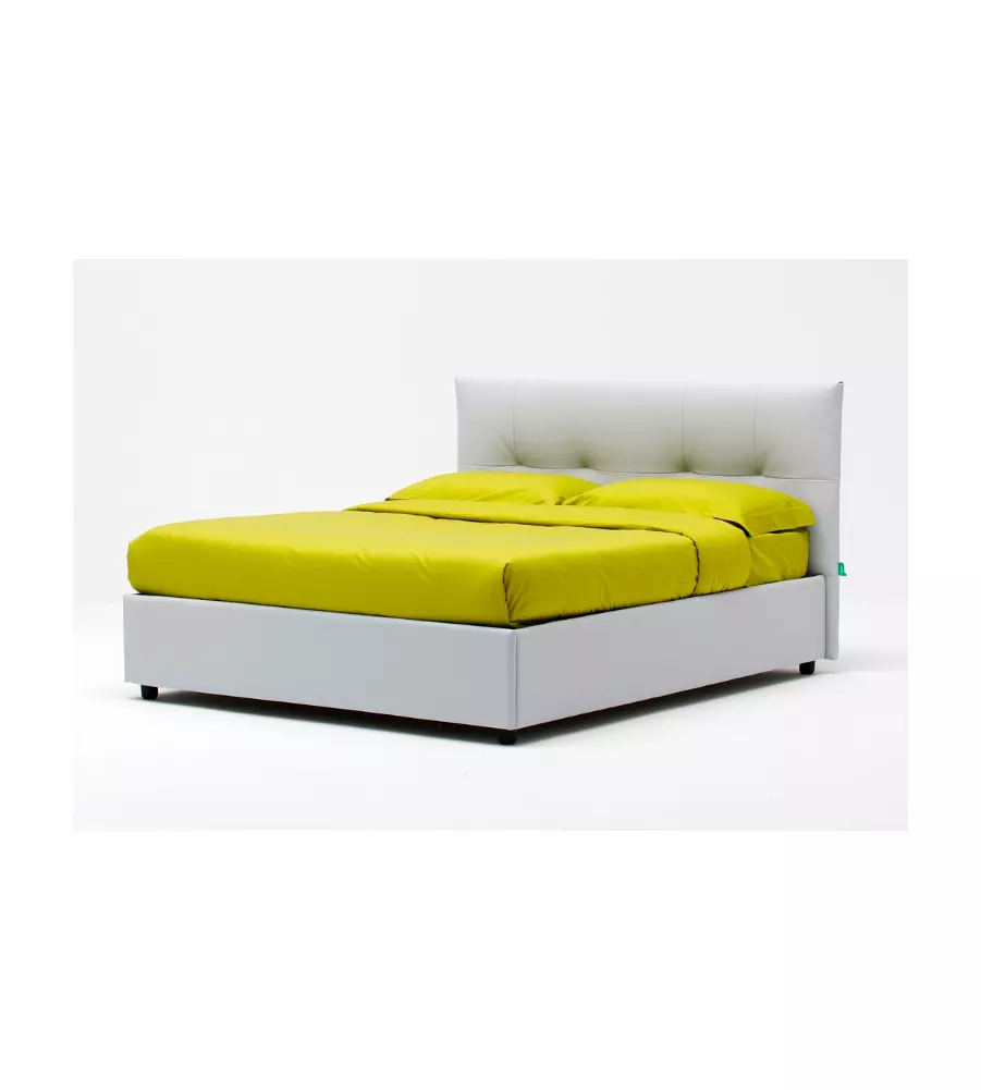 Letto matrimoniale "easy" perla con rete e contenitore, 160x190 cm